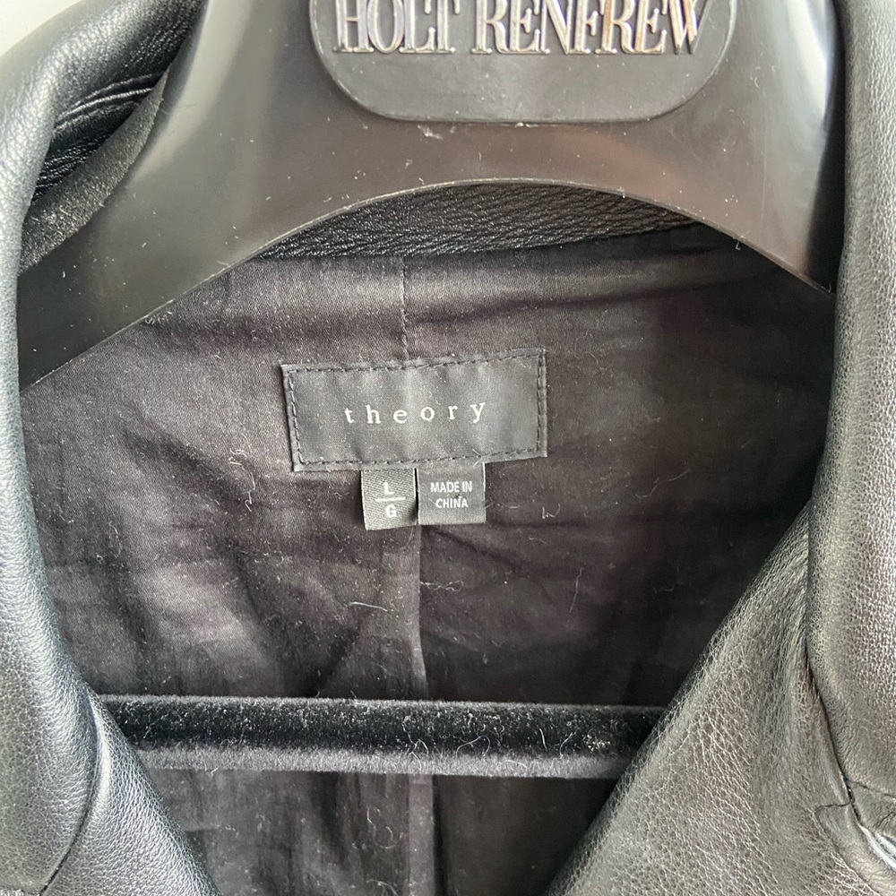 Theory Dalayan Womens Black Leather Moto Jacket - Picture 3 of 5